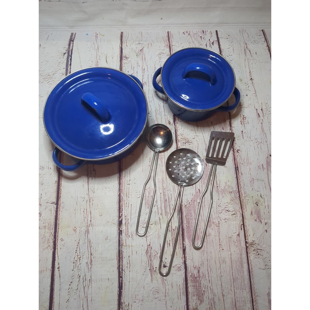 5-pc Ikea of Sweden, Child's Cobalt Blue Enamelware Cooking Set